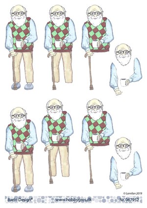 Ældre mand med stok, 3D ark - Barto Design