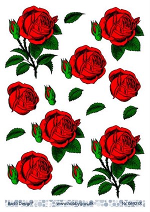 Rød rose, 3D ark - Barto Design