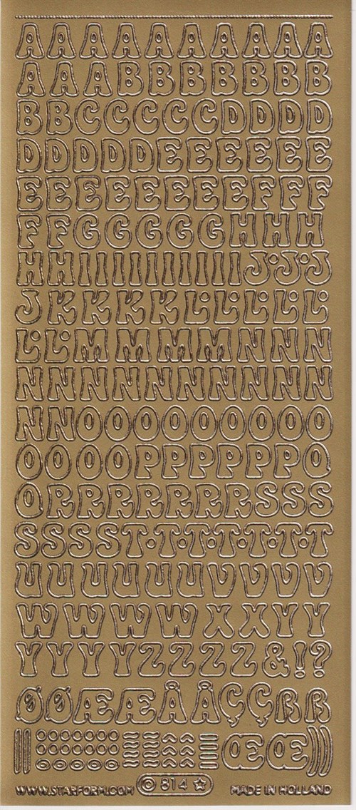 0814 - Bogstaver - stickers - guld