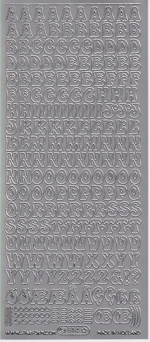 0814 - Bogstaver - stickers - sølv