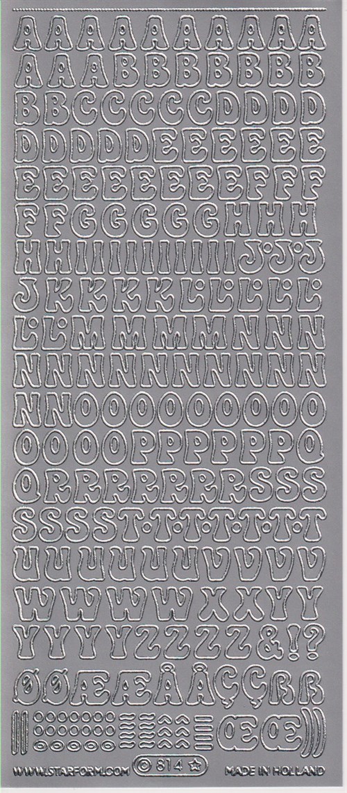 0814 - Bogstaver - stickers - sølv