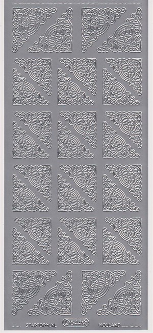 0844 - Hjørner, stickers, sølv.