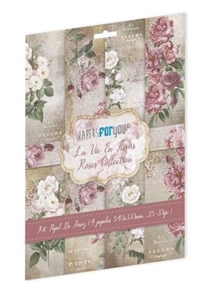 La Vie En Fleurs Roses Rice Paper Kit (4pcs) 