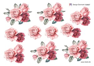 3 smukke roser, 3D ark - HM Design