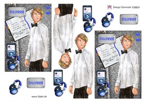 Konfirmant dreng, kalender og hørebøffer, 3D ark - HM Design