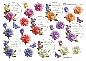 Blomserranke med tekst "med ønske om en dejlig dag, 3D ark - HM Design, 