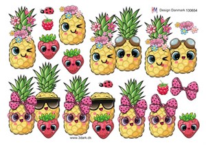 Sjove ananas og jordbær, 3D ark - HM Design 