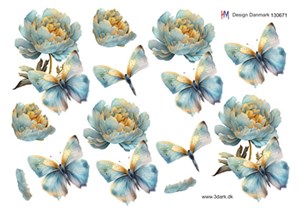 Blomst og sommerfugl, 3D ark - HM Design