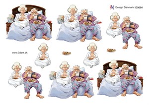 Ældre par i sengen, 3D ark - HM Design