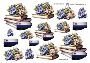 Bøger og studenterhue med blåt bånd, 3D ark - HM Design, 