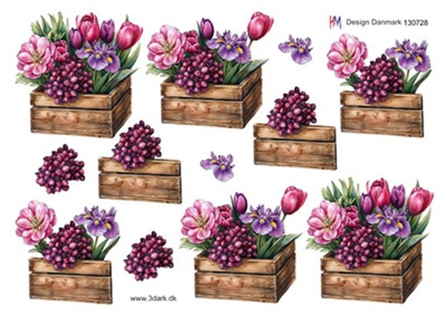 Forårsblomster i kasse, 3D ark - HM Design