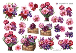 Blomsterbuket med forårsblomster, 3D ark - HM Design, 