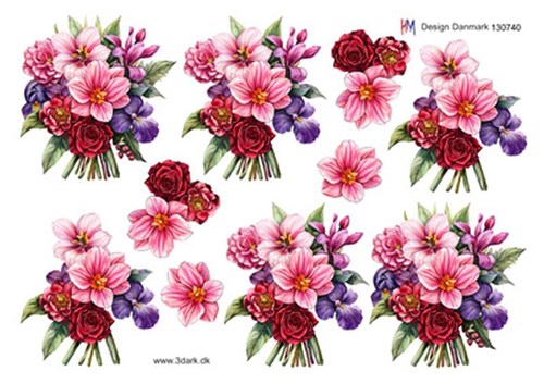 Stor blomsterbuket, 3D ark - HM Design, 