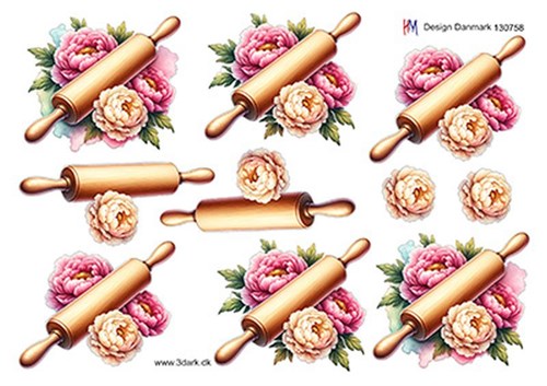 Kagerulle og blomster, 3D ark - HM Easy