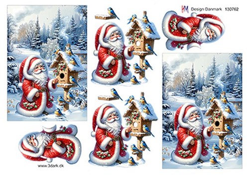 Julemand og fuglehus, 3D ark - HM Easy