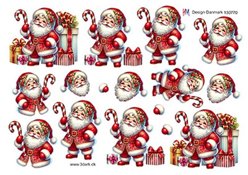 Julemand med gaver og stok, 3d-ark HM Design 
