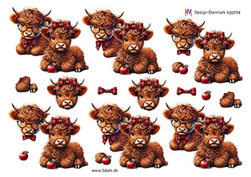 2 søde kalve, 3d-ark HM Design 