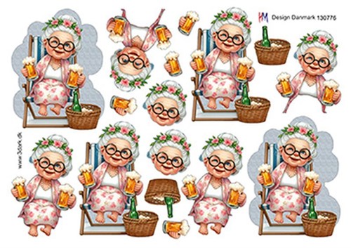 Bedste i liggestol med øl, 3D ark - HM Design