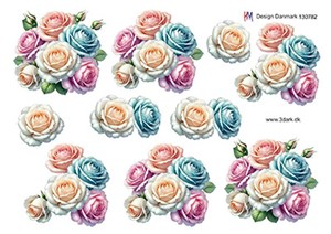 Roser i pastelfarver, 3D ark - HM Design