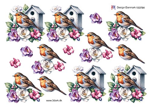 Fuglehus og lille fugl, 3D ark - HM Design