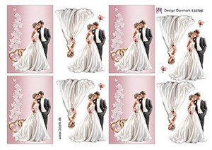 Små kort med brudepar, 3D ark - HM Design