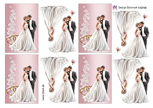 Små kort med brudepar, 3D ark - HM Design