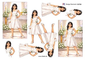 Konfirmationspige i kirke, 3d-ark HM Design.