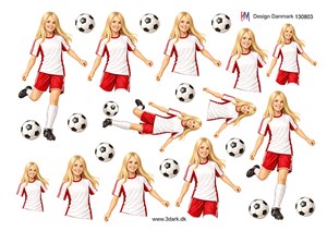 Fodboldpige, stort kort, 3d-ark HM Design.