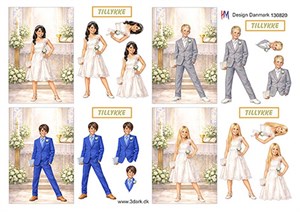 Konfirmander, små kort, 3d-ark HM Design.