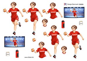 Håndbold, pige, 3d-ark HM Design.