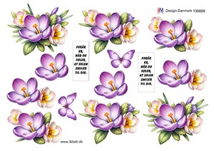 Forårsblomster med sommerfugl, 3d-ark HM Design 