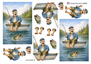 Ældre mand der fisker, 3d-ark HM Design 