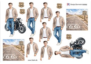 Motorcykel og Rute 66, 3D ark - HM Design