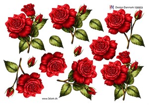 Stor rød rose, 3D ark - HM Design