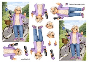 Ældre dame på elcykel, 3D ark - HM Design