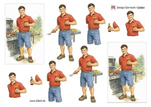 Grillmester med øl, 3D ark - HM Design