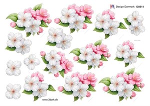 3D ark - HM Design, Hvide og lyserøde blomster.