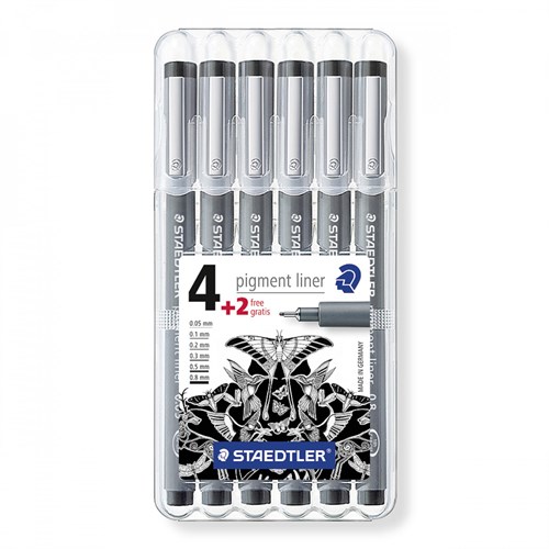 Sort pigment liner 308 etui m. 6 stk. ass.*