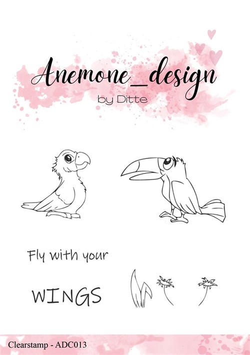 Sød papegøje, tukan og tekster m.m., klar stempel, Anemone_design.*