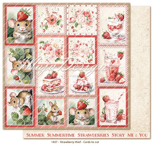 Udklippekort, Jordbærtyv, Scrapbooking, Maja Design.