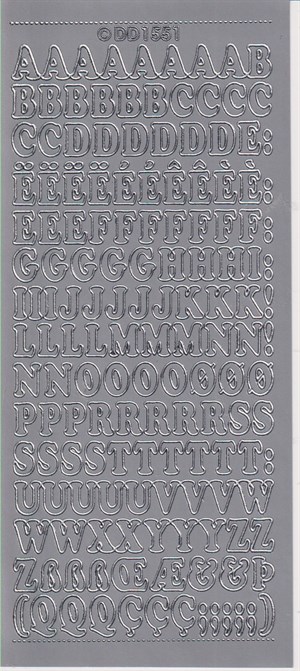1551 - Store bogstaver, stickers, Sølv.