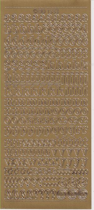 1553 - Tal og bogstaver, stickers, Guld.