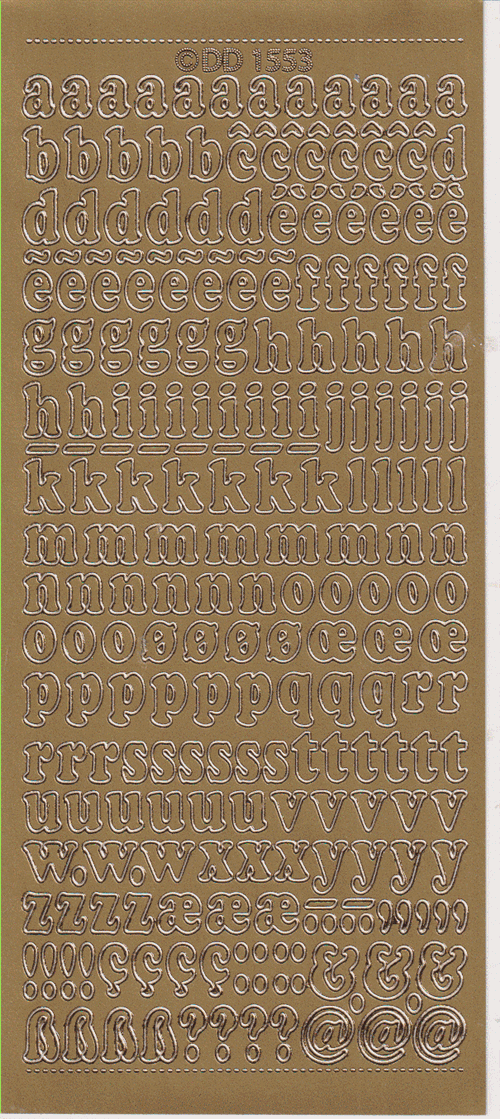 1553 - Tal og bogstaver, stickers, Guld.