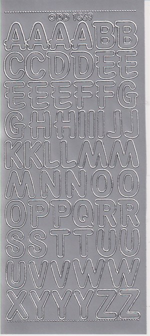 1569 - Store bogstaver, stickers, Sølv.