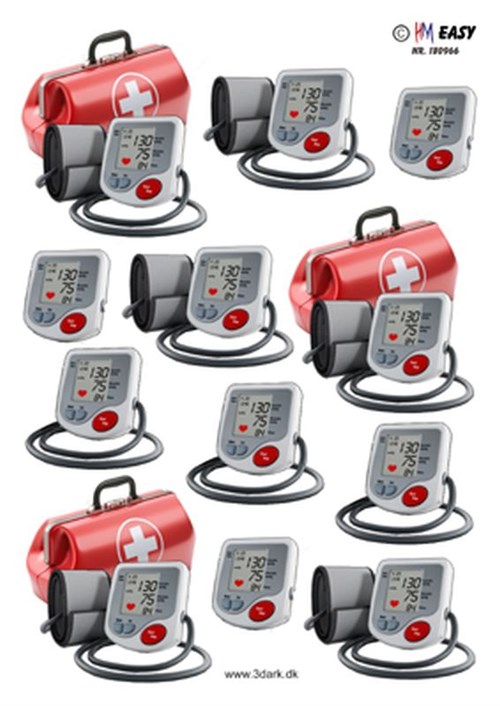 Blodtryksmåler og lægetaske, 3D ark - HM Easy