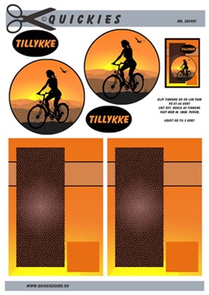  Cykeltur i solnedgang, dame, 3D ark - Quickies