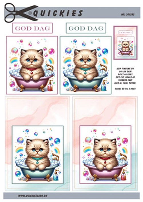  Kat i badekar, 3D ark - Quickies