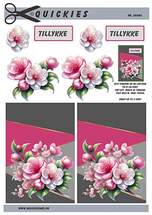 Æbleblomster, 3D ark - Quickies