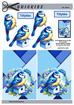 Blåmejse på hus, 3D ark - Quickies