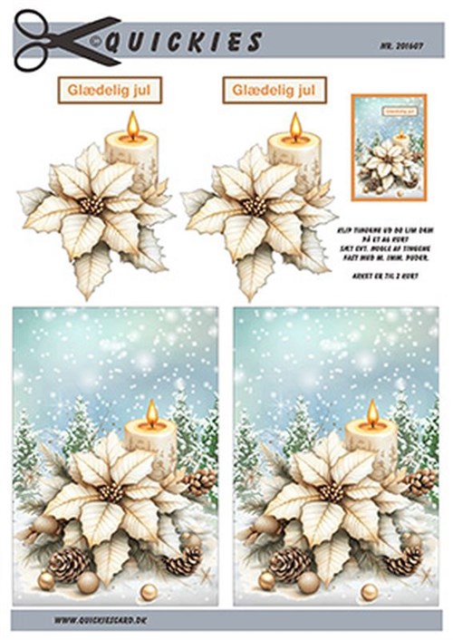 Hvid julestjerne, 3D ark - Quickies
